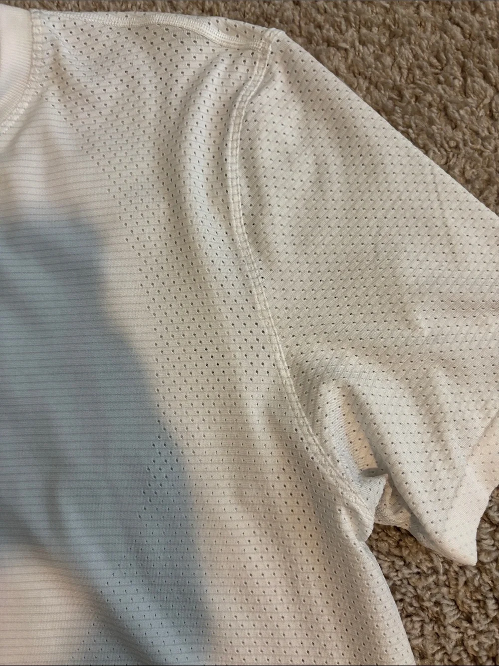 lululemon athletica White Mesh Short Sleeve Crop Tee